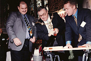 Managing director Chris Nuttall (right) with the Rochdale mayor at the Rochdale Competitive Connections event in 1999