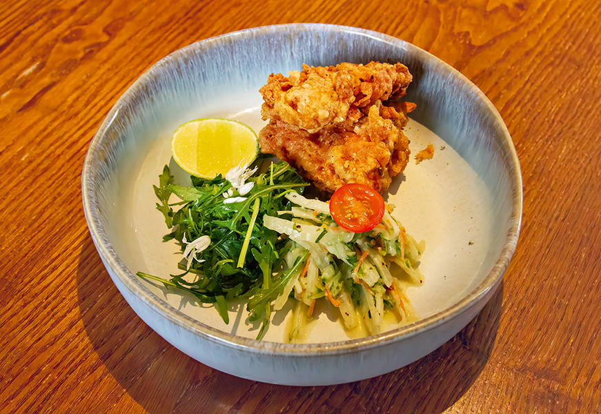 Tandoori monkfish fillets with raita and rocket salad