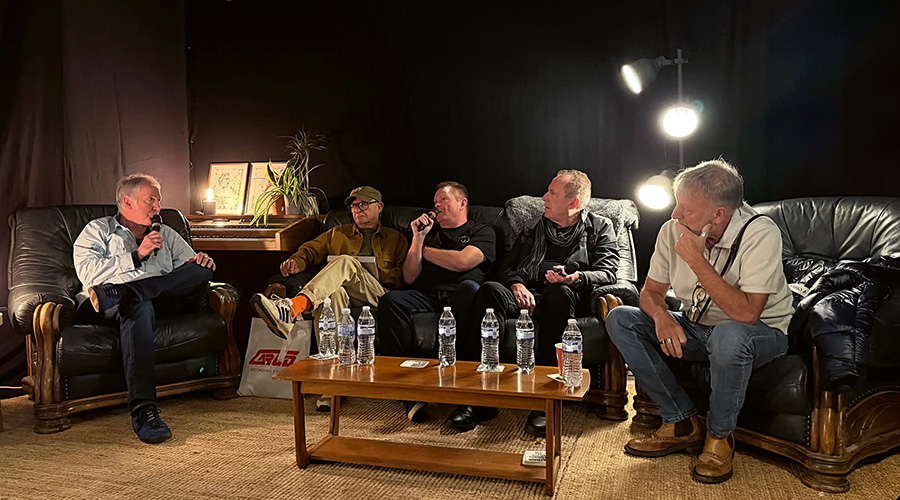 Clint Boon, Martin Moscrop, Chris Connelly, Andy McCluskey & Peter Hook at the launch of the Cargo Studios book at Voltalab Studios