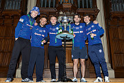 Sam Beckwith, Harvey Gilmour, Dan Moss, Casey Pettit & Ryan East with the National League Promotion Final Trophy