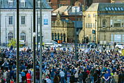 Supporters  at  the celebration  in Town Hall Square