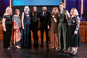 The youth service, with Ciara Davies from sponsor  Metro Moneywise (right) and interim chief executive  of Rochdale Council Julie Murphy (left)