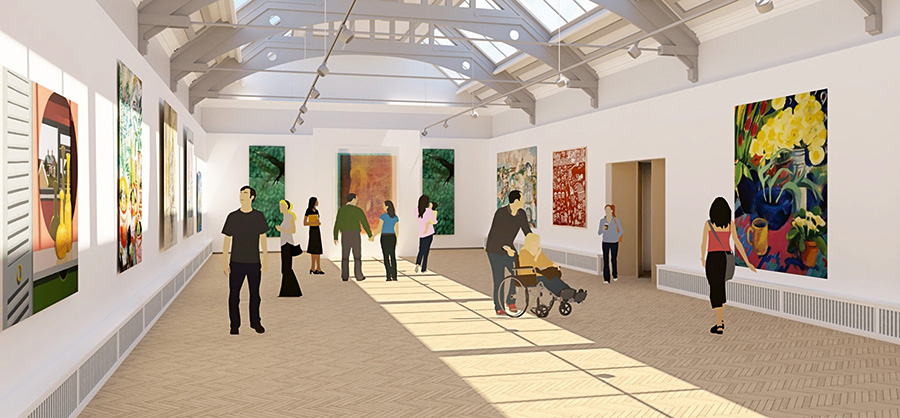 Computer generated image of a new first-floor gallery space at Touchstones Rochdale Courtesy of Architectural Emporium Ltd